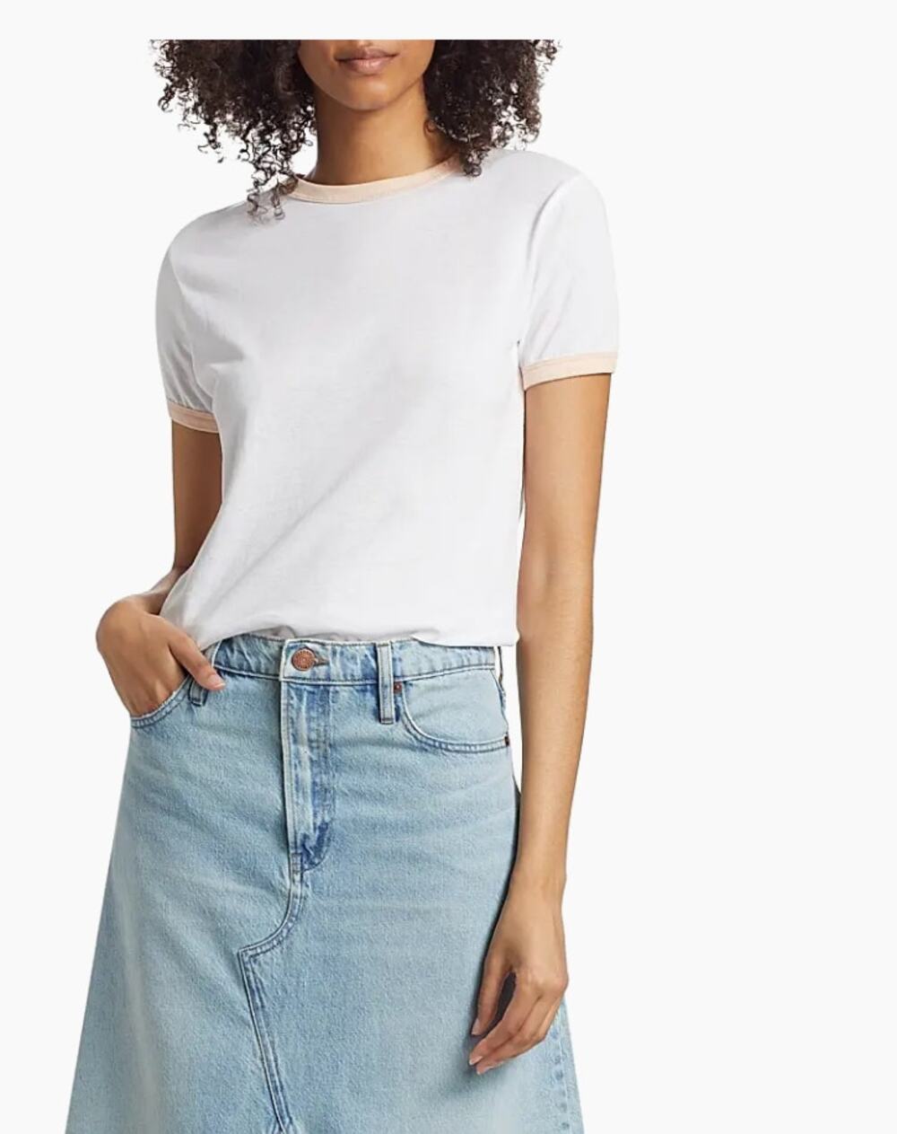 FRAME Denim Vintage Baby Ringer Tee White L - Picture 1 of 9